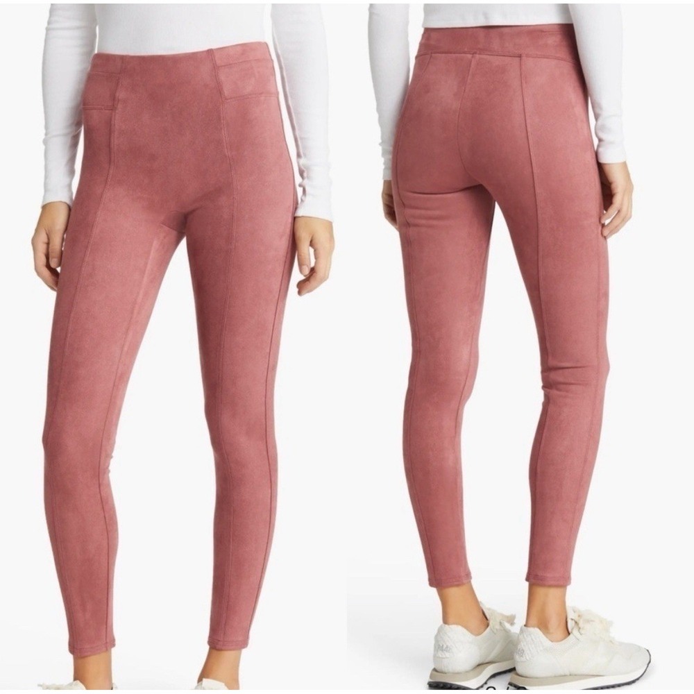 Spanx Faux Suede High Waisted Leggings Womens Medium Rich Rose